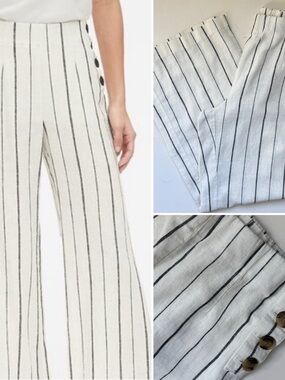 Gap High Rise Linen Blend Side Button Pants
